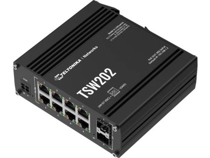 Teltonika TSW202 průmyslový L2 manažovaný switch, 8x PoE+ 10/100/1000, 2x SFP, bez zdroje