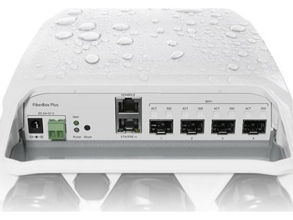 MikroTik FiberBox Plus CRS305, 4x SFP+, 1x GbE, PoE+ in 802.3af/at, IP66, L5