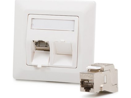 Keline antibakteriálna zásuvka Modulo50, Category 6A, 2xRJ45/s, podpovrchová, osadená s KEJ-C6A-S-10G