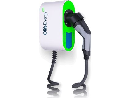 OlifeEnergy EV nabíječ elektromobilů BASE AC 22kW, Wallbox, Type2, kroucený kabel, RFID, automód
