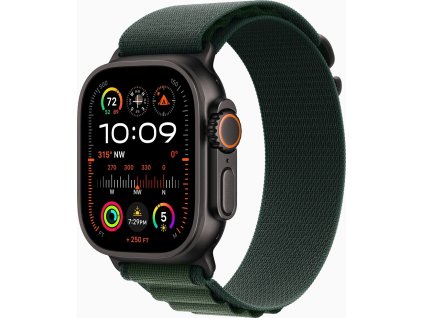 Apple Watch Ultra 2 49mm Černý titan s tmavě zeleným alpským tahem - L