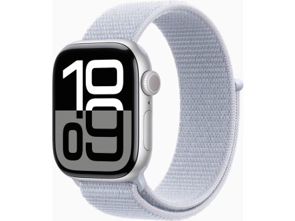 Apple Watch Series 10 GPS + Cellular 42mm Stříbrný hliník s oblačně modrým provlékacím řemínkem