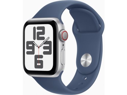 Apple Watch SE Cell/44mm/Silver/Sport Band/Denim/-S/M