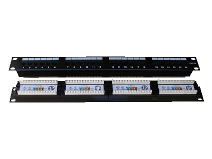 DATACOM Patch panel 19" UTP 24 port CAT5E DUAL 1U BK (4x6p)