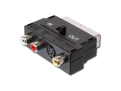 PremiumCord Adapter SCART-3x cinch + S-video s přepínačem IN/OUT