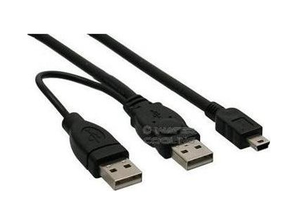 PremiumCord USB 2.0 napájecí Y kabel A/M + A/M -- A/M mini 0.4m + 0.5m