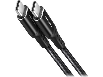 AXAGON datový a nabíjecí kabel USB-C na USB-C / USB2.0 / 3A / PD 60W / opletený / 1m / černý