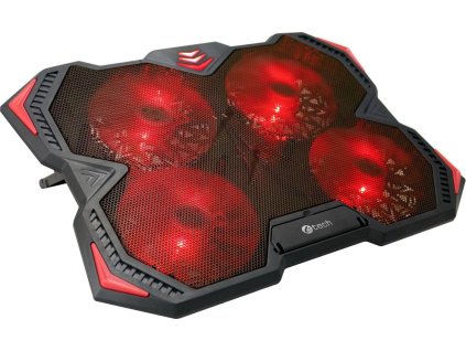 Chladící podložka C-TECH Zefyros (GCP-01R), casual gaming, 17,3", červené podsvícení, regulace otáče