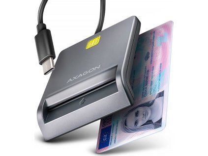 AXAGON CRE-SM3TC, USB-C FlatReader čtečka kontaktních karet Smart card (eObčanka), kabel 1.2m
