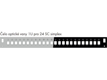 Čelo optické vany 1U pro 24 SC simplex BK