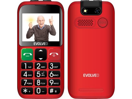 EVOLVEO EasyPhone ET, mobilní telefon pro seniory s nabíjecím stojánkem, červená