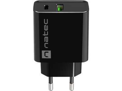 Universální nabíječka Natec RIBERA 20W 1X USB-A + 1X USB-C, černá