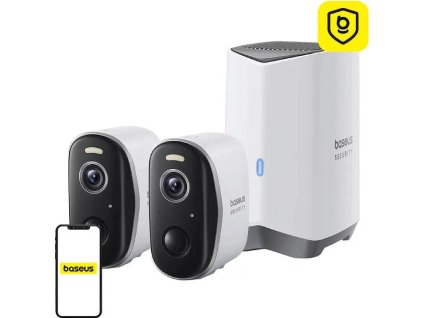 Baseus Venkovní kamera Security N1 Plus 2K (sada 2ks+centrální stanice) bílá
