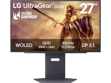 LG monitor 27GX790A-B 27" OLED/2560x1440/0,03ms/16:9/480Hz/4-pole HP/ HDMI / DP / USB/G-SYNC/ VESA