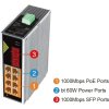 Conexpro GNT-IG1210FP-DC, Průmyslový PoE switch na DIN lištu, 8x LAN, 8x PoE, 2x SFP
