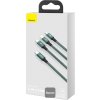 Baseus datový kabel Rapid 3v1 USB-C/microUSB, Lightning, USB-C 1,5m PD 20W zelený