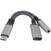 PremiumCord Redukce USB-C /3,5mm jack s DAC chipem + USB-C pro nabíjení 13cm