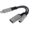 PremiumCord Redukce USB-C /3,5mm jack s DAC chipem + USB-C pro nabíjení 13cm