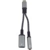 PremiumCord Redukce USB-C /3,5mm jack s DAC chipem + USB-C pro nabíjení 13cm