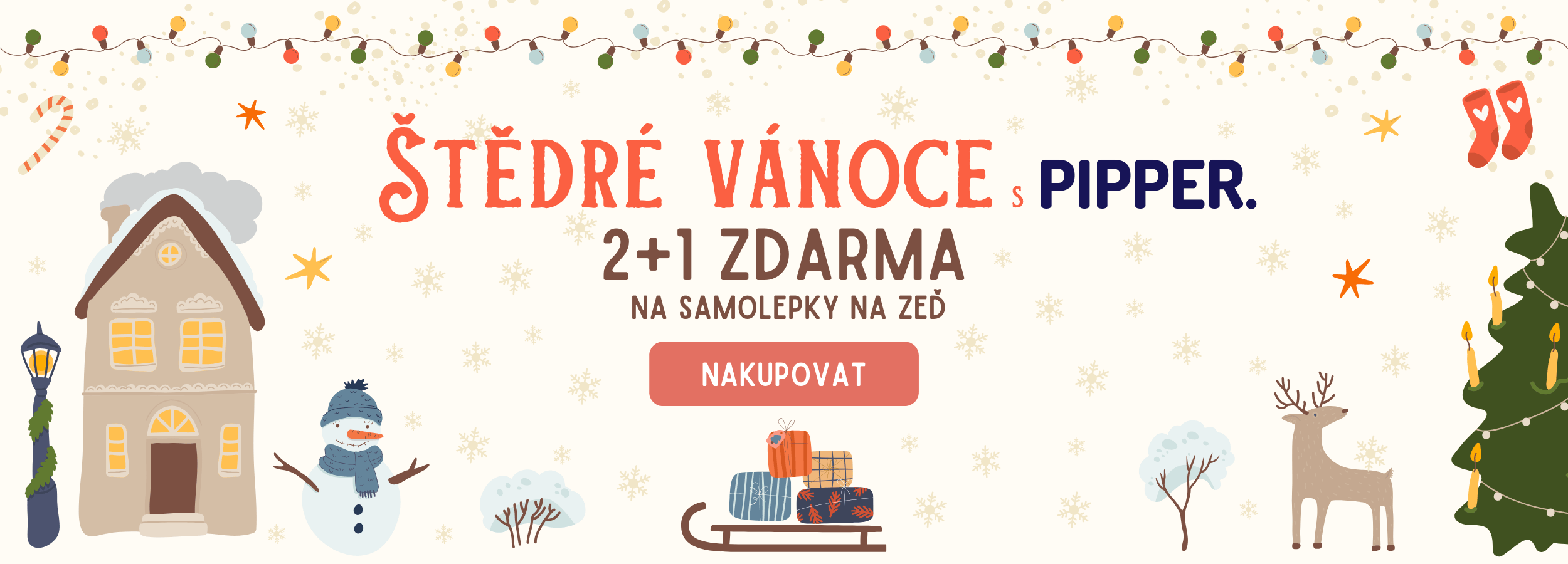štědré vánoce s PIPPER. , 2+1 zdarma na všechny samolepky na zeď