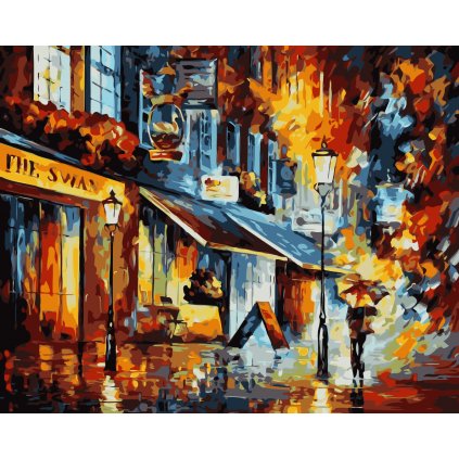 Malování podle čísel s rámem "Barevná ulice" 50x40cm