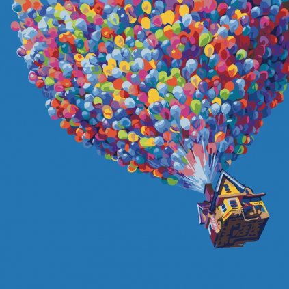 Malování podle čísel s rámem "Dům s balony" 50x40cm