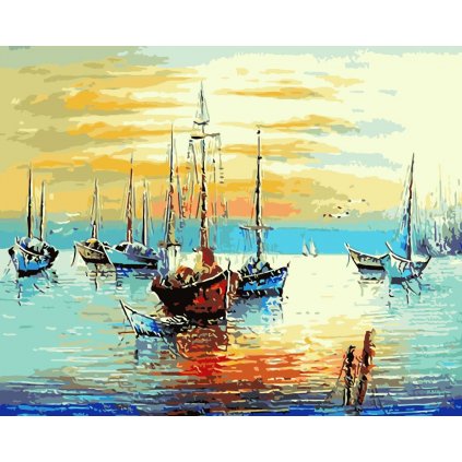 Malování podle čísel s rámem "Plachetnice" 50x40cm