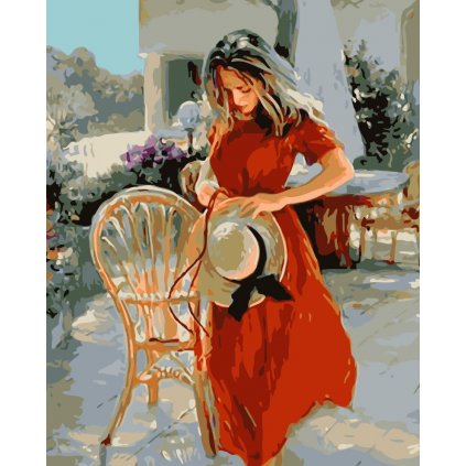 Malování podle čísel s rámem "Žena s kloboukem" 50x40cm