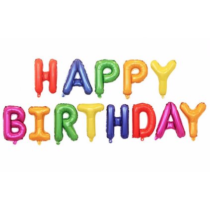 Barevný nápis z balónů "Happy Birthday" 37,5 cm
