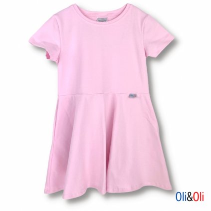 Dětské šaty s krátkým rukávem Oli&Oli - bledorůžová barva