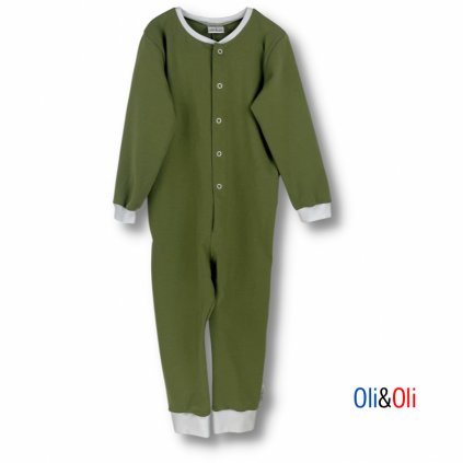 Dětské pyžamo - overal Oli&Oli - khaki barva
