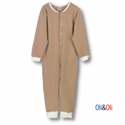Dětské pyžamo - overal Oli&Oli - krémová barva