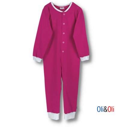 Dětské pyžamo - overal Oli&Oli - tmavě růžová barva