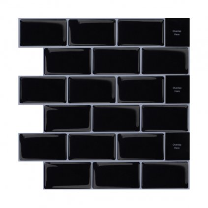 Nalepovací obklad - 3D mozaika - Černé cihličky 30,5 x 30,5 cm