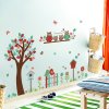 Samolepka na zeď "Strom se sovičkami 2" 124x87cm