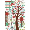Samolepka na zeď "Strom se sovičkami 2" 124x87cm