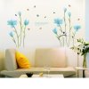 Samolepka na zeď "Bleděmodré květy" 105x185cm