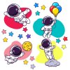 4812 4 textilni nalepka na zed barevni astronauti