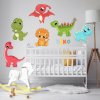 Samolepka pro děti z textilního materiálu: baby dinosauři v pestrých barvách