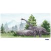 Samolepící obraz na zeď: býložravý brachiosaurus v přírodě v akvarelovém stylu