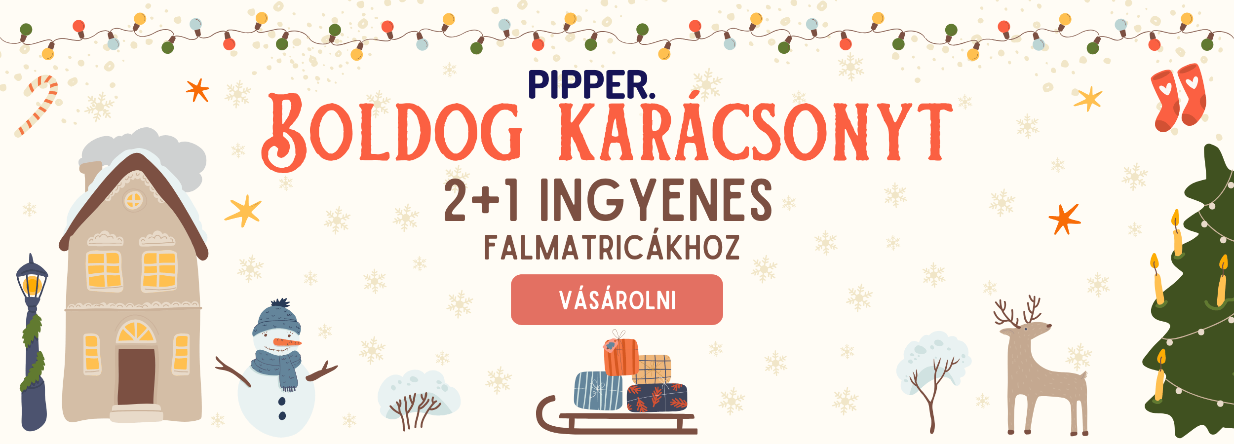 Boldog karácsonyt PIPPER. , 2+1 ingyenes minden falmatricára