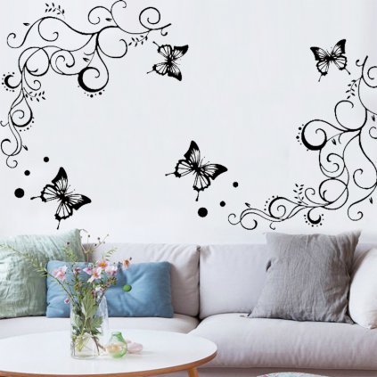 samolepiaca tapeta dekoracna samolepka na stenu nalepka motylovy ornament styl interierovy dizajn dekoracia vizualizacia stylovydomov