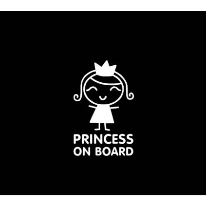 Autó matrica "Princess on board 3 - fehér" 8x13cm