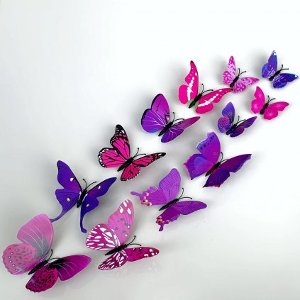 Falmatrica "Reális műanyag 3D lepkék - lila" 12db 5-12 cm