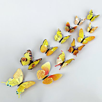 Falmatrica "Reális műanyag 3D lepkék - sárga" 12db 5-12 cm