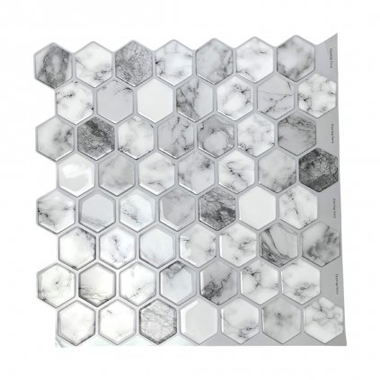 Felragasztható csempe - 3D mozaik - Márvány hatszögek 30,5 x 30,5 cm