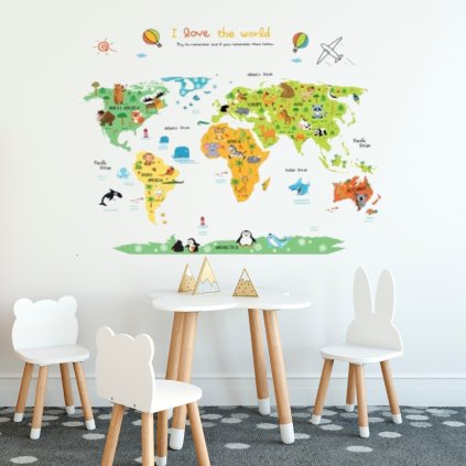 Falmatrica"Színes világtérkép" 88x110 cm