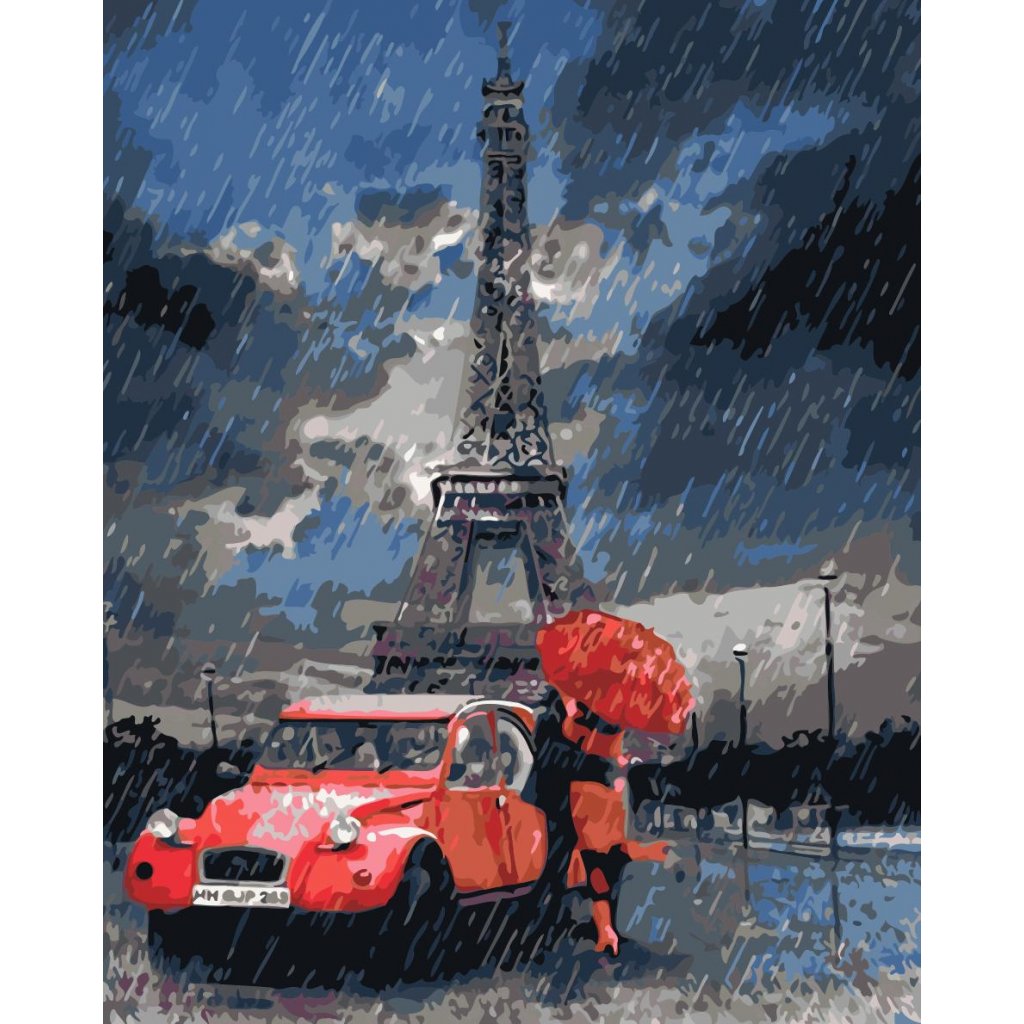 Pictura pe numere cu un cadru "Parisul în ploaie" 50x40 cm