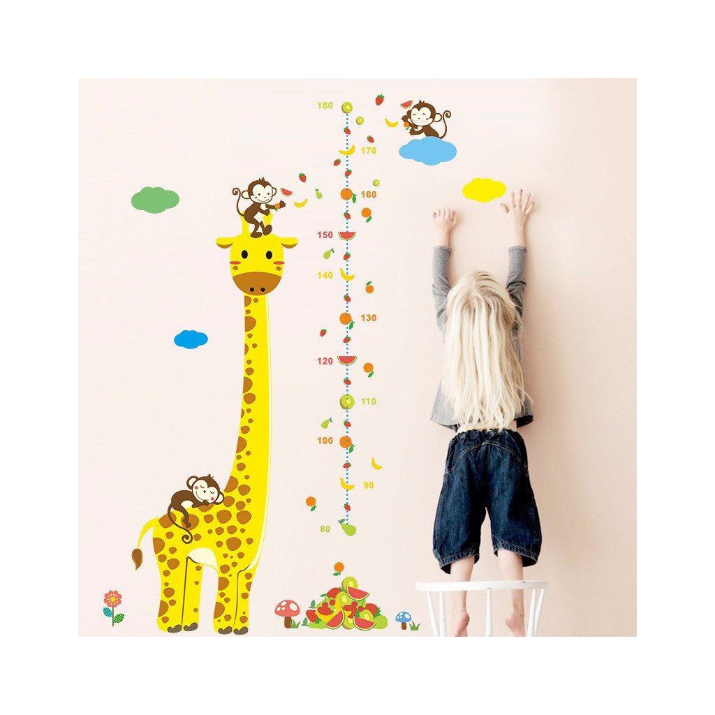 samolepka na stenu pre deti detska nalepka zirafa opicky detsky meter stylovydomov dekoracie