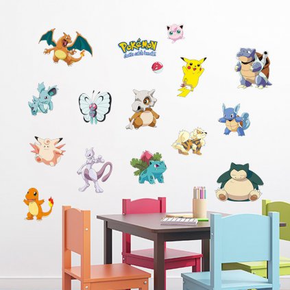 detska samolepka na stenu samolepiaca tapeta dekoracna nalepka pre deti pokemon postavicky nahlad stylovydomov